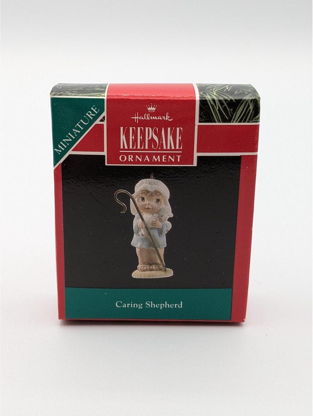 Hallmark Keepsake Caring Shepherd Miniature Ornament 1991, New in Box, Porcelain